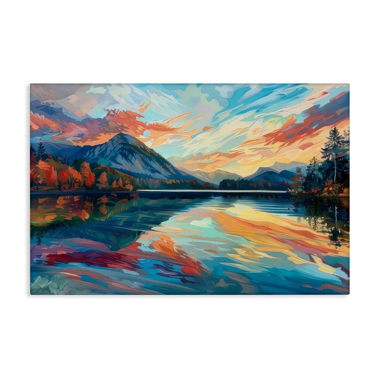 Stupell Industries Abstract Swirled Lake & Mountain Canvas Wall Art Design by LSR Design Studio